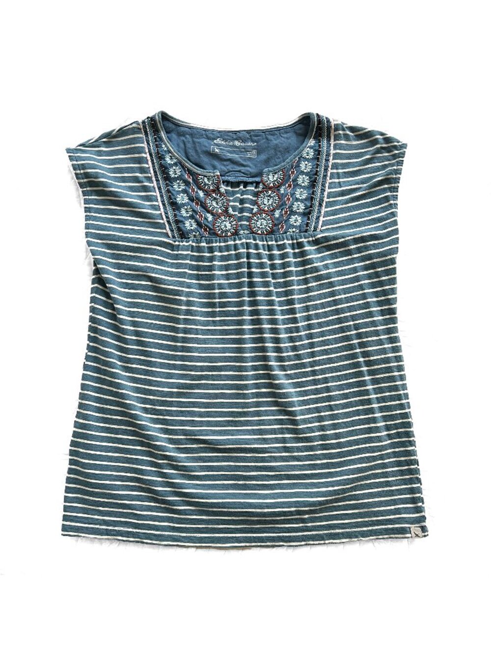 Eddie Bauer Embroidered Sleeveless Cotton Top, XS